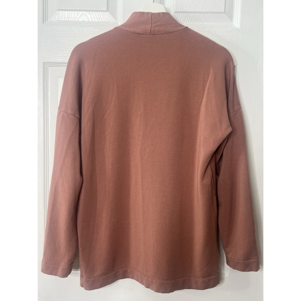 Amour Vert Mock Neck Top Minimalist Capsule Wardrobe Long Sleeve Dusty Rose Sz M - Picture 3 of 7